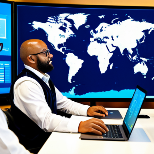 Home 26 Resilient Supply Chain Management**
"A diverse team of professionals in a modern logistics control center, monitoring a global supply chain map on large screens. Some team members are analyzing data on laptops, others are collaborating in small groups. The scene emphasizes interconnectedness, efficiency, and technology. Focus on sustainable practices with visible elements of eco-friendly packaging and transportation. Fully clothed, appropriate attire, professional environment, safe for work, perfect anatomy, correct proportions, natural pose, high quality, professional photography, family-friendly, well-formed hands, proper finger count, natural body proportions, diverse ethnicity."
**