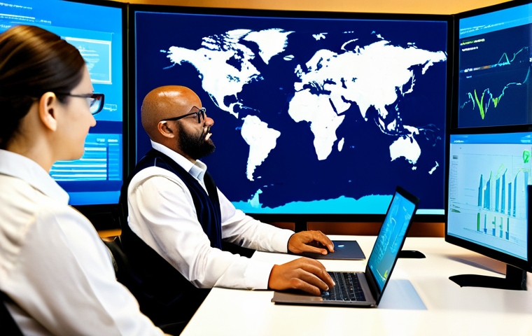 Resilient Supply Chain Management**

"A diverse team of professionals in a modern logistics control center, monitoring a global supply chain map on large screens. Some team members are analyzing data on laptops, others are collaborating in small groups. The scene emphasizes interconnectedness, efficiency, and technology. Focus on sustainable practices with visible elements of eco-friendly packaging and transportation. Fully clothed, appropriate attire, professional environment, safe for work, perfect anatomy, correct proportions, natural pose, high quality, professional photography, family-friendly, well-formed hands, proper finger count, natural body proportions, diverse ethnicity."

**
