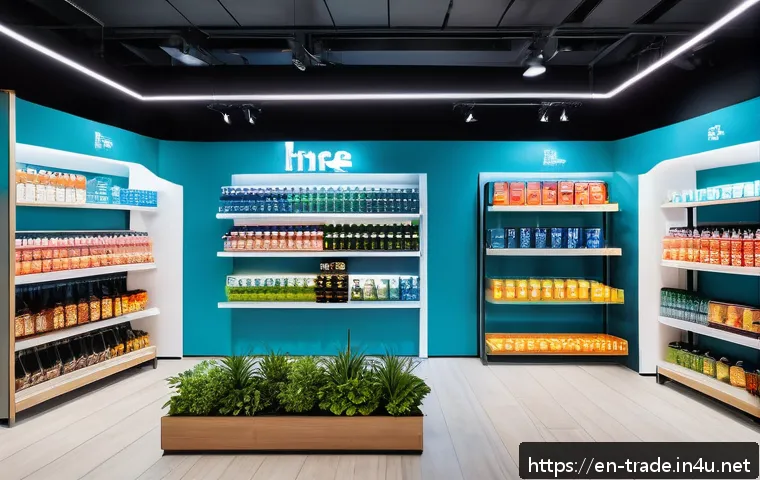 무역 마케팅 전략 사례 - A vibrant retail store interior showcasing an innovative sensory marketing setup: colorful thematic ...