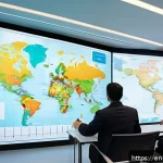 무역실무 관련 동영상 추천 - A professional international trade office scene showing a diverse group of businesspeople reviewing ...