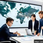 무역 서류 심사 체크리스트 - A modern office setting showing a diverse team of professionals gathered around a large conference t...