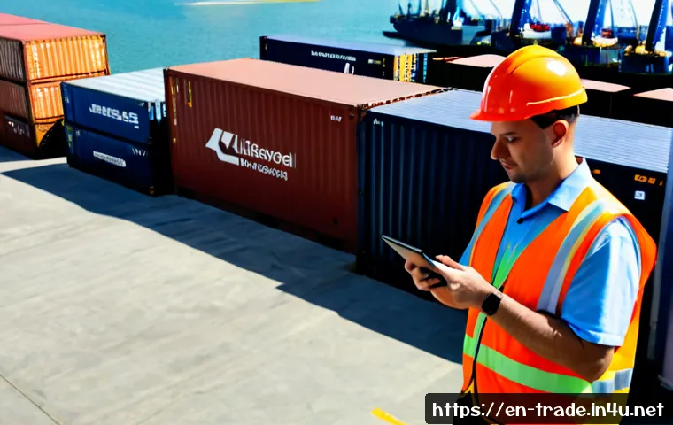 Home 26 무역업계의 최신 뉴스와 트렌드 - Photorealistic international trade logistics scene at a modern North American seaport, diverse suppl...